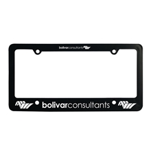aerial view a black classic license plate frame with 4 holes, image 1 of 2