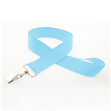 aerial view a baby blue 1 silkscreened flat lanyard w / bulldog clip, image 1 of 2