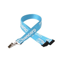 aerial view a baby blue 1 flat lanyard w / sew on breakaway, image 1 of 2
