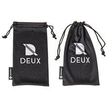 aerial view a black sable microfiber drawstring pouch, image 1 of 2