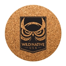 aerial view a natural cork coasters round shape, image 1 of 2