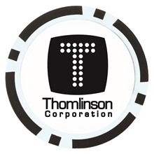 aerial view a black poly resin composite poker chip ball marker, image 1 of 2