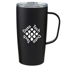 aerial view a matte black 20 oz everest stainless steel mug, image 1 of 4