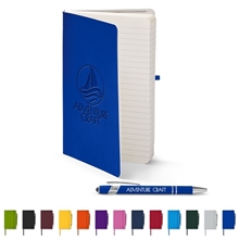 a group of core365 soft cover journal and pen set
