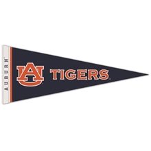 a white 12 x 30 premium felt pennant - with 1 printed strip