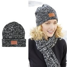 aerial view a group of leeman heathered knit cuffed rib beanie, image 1 of 8