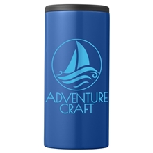 aerial view a french blue 12 oz slim can and beverage holder, image 1 of 5