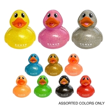 a assorted floating glitter rubber ducks