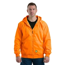 aerial view a orange berne mens tall heritage thermal lined hooded sweatshirt, image 1 of 2