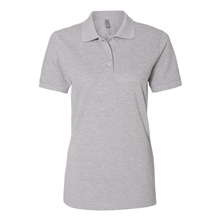 aerial view a athletic heather jerzees ladies premium ringspun cotton piqu polo, image 1 of 3
