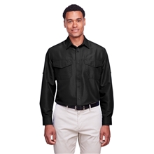 aerial view a black harriton - mens key west performance staff shirt, image 1 of 6