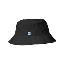aerial view a black russell athletic - core bucket hat, image 1 of 3