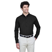 aerial view a black core365 - mens tall operate long sleeve twill dress shirt, image 1 of 6