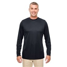 aerial view a black ultraclub mens cool dry performance long - sleeve top, image 1 of 3