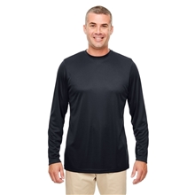 aerial view a black ultraclub mens cool dry performance long - sleeve top, image 1 of 3