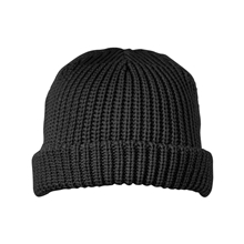 aerial view a black big accessories dock beanie, image 1 of 4