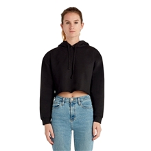 aerial view a black lane seven ladies cropped fleece hoodie, image 1 of 5