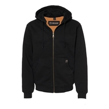 aerial view a black dri duck - mens crossfire heavyweight power fleece hooded jacket with thermal lining, image 1 of 3