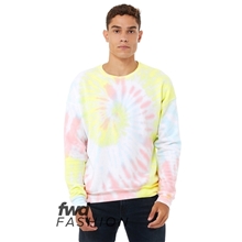 aerial view a rainbow pastel bella + canvas fwd fashion unisex tie - dye pullover sweatshirt, image 1 of 4