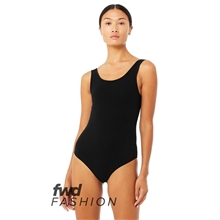 aerial view a black bella + canvas fwd fashion ladies bodysuit, image 1 of 3