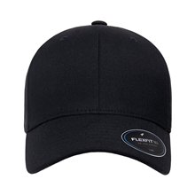 aerial view a black flexfit adult nu cap, image 1 of 4