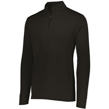 aerial view a black augusta sportswear - mens attain color secure(r) performance quarter - zip pullover, image 1 of 3