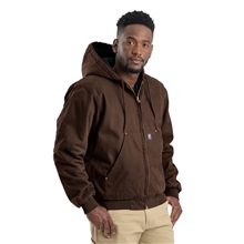 aerial view a bark berne mens tall highland washed cotton duck hooded jacket, image 1 of 2