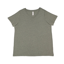 aerial view a bamboo blackout lat ladies curvy v - neck fine jersey t - shirt, image 1 of 2