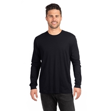 aerial view a black next level apparel unisex cvc long - sleeve t - shirt, image 1 of 2