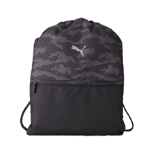 aerial view a puma black puma golf - camo drawstring backpack, image 1 of 3