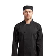 aerial view a black artisan collection by reprime unisex chefs beanie, image 1 of 2