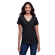 aerial view a black next level apparel ladies eco performance t - shirt, image 1 of 3