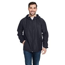 aerial view a black burnside lightweight windbreaker, image 1 of 6