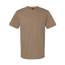 aerial view a brown savana gildan unisex softstyle midweight t - shirt, image 1 of 3