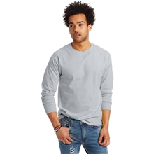 aerial view a ash hanes unisex tagless(r) long - sleeve t - shirt, image 1 of 5