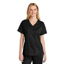 aerial view a black wink(r) womens workflex(tm) v - neck top, image 1 of 6