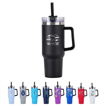 aerial view a group of maxim 40 oz vacuum insulated stainless steel tumbler, image 1 of 2