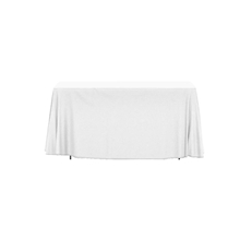 aerial view a white import 4 open - back full color drape table throw, image 1 of 2