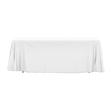 aerial view a white import 6 open - back full - color drape table throw, image 1 of 2