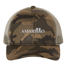 aerial view a camoflage dri duck 3466 covert trucker cap camo, image 1 of 6