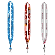 a group of 3/4 dye - sublimated lanyard with silver tone metal crimp split ring