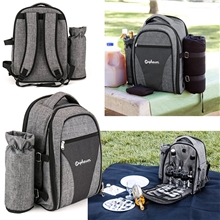a group of wine picnic cooler backpack for four + fleece blanket