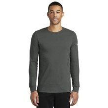 aerial view a anthracite nike dri - fit cotton / poly long sleeve tee, image 1 of 6