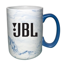 aerial view a blue 16oz ace matte marble stoneware mug, image 1 of 2