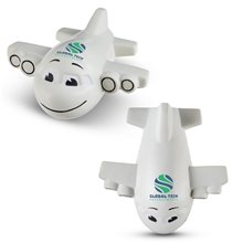 a group of smiling airplane shape stress ball