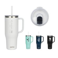 a group of perka(r) kempton 40 oz double wall stainless steel tumbler with handle and straw