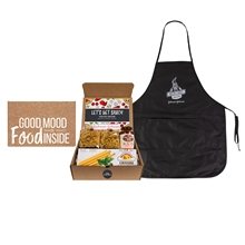 a group of lets get saucy - italian gourmet kit with apron