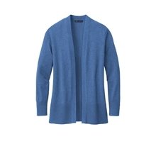 aerial view a charter blue heather brooks brothers(r) womens cotton stretch long cardigan sweater, image 1 of 5