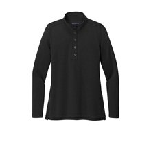 aerial view a black heather brooks brothers(r) womens mid - layer stretch 1/2- button, image 1 of 5