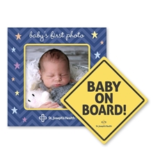 aerial view a custom 2- in -1 square car magnet w / picture frame, image 1 of 2